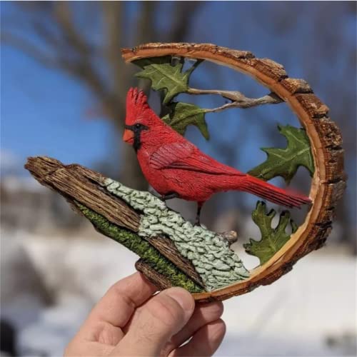 Cardinal Wood Carving - Handmade 'Cardinals Appear When Angels are Near', Unique Original Art Carving Work Statue Decor Small Animal Sculpture Art Wood Miniature