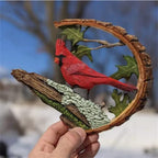 Cardinal Wood Carving - Handmade 'Cardinals Appear When Angels are Near', Unique Original Art Carving Work Statue Decor Small Animal Sculpture Art Wood Miniature
