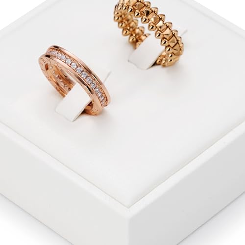 2 Slot PU Leather Ring Stand Rings Display Holder Rings Organizer Jewelry Display Showcase (White) - size: 3.15" x 3.14" x 0.98"