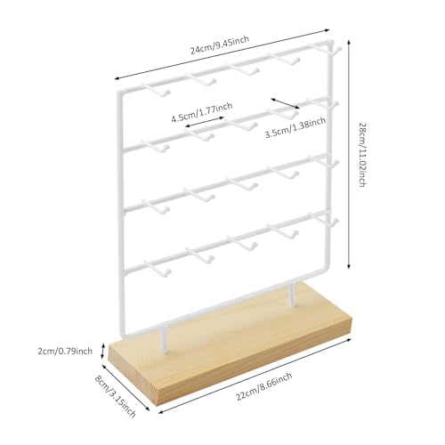Earring Display Stand for Selling,Earring Display for Vendors, Wood Earring Rack Tower Display Holder Stand with Card (4 Tier,20 Hooks, White) - color: White