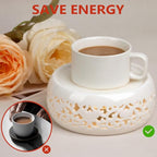 KAYCROWN Teapot Warmer, Ceramic Tea Warmer with Tealight Holder, Teapot Heater for Heating Tea, Coffee, Milk, Tea Light Warmer (White)