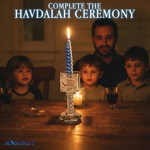 Crystal Havdalah Candle Holder 13 cm with Plaque - color: Crystal Havdalah 2
