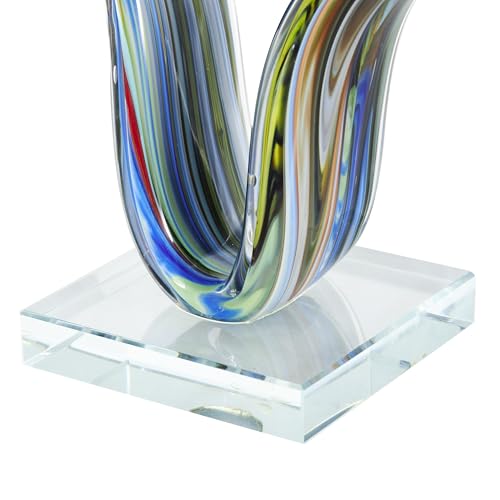 Deco 79 Glass Abstract Decorative Sculpture Wave Home Decor Statue with Clear Base, Accent Figurine 20" x 4" x 6", Multi Colored - color: Multi Colored, size: 20" x 4" x 6"