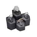MOOCA 4 Pcs Set Faux Leather Ring Stand Holder Jewelry Display Set, Ring Holders for Jewelry Storage Organizer Stand Pedestals Display, Steel Gray, 1 3/4W x 1 5/8D and ½” H,¼” H,2 ½” H - color: Steel Gray Faux Leather