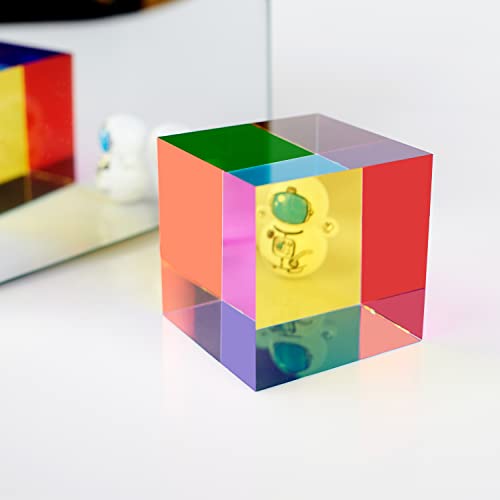 CMY Color Cube, 2.36 inch (60mm) Acrylic Multi-Color Cube Prism for Physics Education, Desktop Decoration Scientific Toys,Gifts for Kids，Fidget Toys - size: 60mm