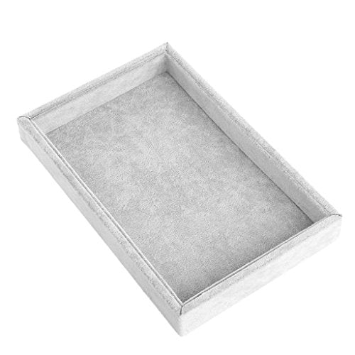 Youngy Velvet Jewelry Tray, Stackable Showcase Display Organizer for Ring Earring Necklace Pendants Bracelet Purple Black