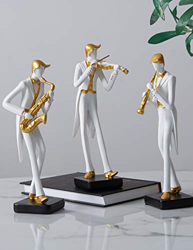 HAUCOZE Music Decor Musician Statue Saxophone Sculpture Figurine Music Lovers Gift for Studio Living Room Office 10 Inch