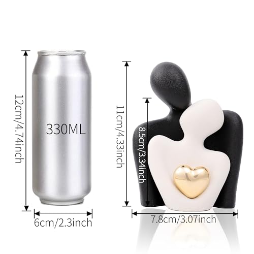 Home Decor for Couples, Mini Couple Ceramic Statue Tv Stand Decor, Bedroom Decor Love Statue Couple Knick Knacks Decoration- Gifts for Her Romantic Gifts (Black&White, 4.72in) - color: Black White, size: 4.72in