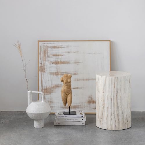 Creative Co-Op Resin Female Body Figure on Metal Stand, Plaster Finish, Natural - color: Natural