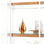 DOVDOV Blown Glass Sculpture, Green and Brown Glass Art Collectible Statue, Unique Teardrop Ornament, Suitable for Office, Bookshelf, Dressing Table, Living Room Coffee Table, or Mantelpiece Display. - color: E
