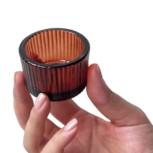 2pcs Tea Light Candle Holders Glass Votive Candle Holders Table Centerpiece for Wedding Birthday Home Decor (Amber) - color: Amber