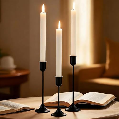 6 Pcs Black Candle Holders Set, Vintage Home Decor – Modern Taper Candlestick Holders for Wedding, Table Centerpieces – Great Gift for Housewarming, Birthday Parties, Wedding & Christmas Season - color: Black (6 Pcs)
