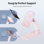 iWALK Magnetic Cell Phone Stand for Desk, Angle and Height Adjustable Mobile Phone Holder, Foldable Magnet Stand for iPhone 17 16 15 14 13 12 Pro Max and iPad, Cell Phone Holder for Samsung, Pink - color: Pink