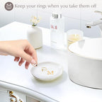 ProCase Ceramic Jewelry Tray, Initial Ring Dish Trinket Plate Engagement Gift, Small Personalized Monogram Ring Bowl for Wedding, White Decorative Jewelry Holder for Women Vanity -Letter M - style: M