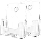 MaxGear Acrylic Brochure Holder 6 x 8 inch, Display Stand Plastic Clear Flyer Holders for 5.5 x 8.5 inch, 5 x 7 inch Menu, Literature, Trifold Pamphlet, Magazine, Countertop or Wall Mount, 2 Pack - size: 6"x9"-2 pack