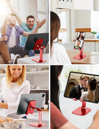 OCYCLONE Phone Stand, Adjustable Height and Angle Foldable Cell Phone Stand Holder for Desk, Taller iPhone Stand Compatible with 4.7"-13" Smartphones iPad Tablet, Red - color: Red