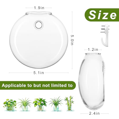 4Pcs Wall Hanging Planter Propagation Stations Glass Terrariums Vase for Hydroponics Plants, Bathroom, Home Office Living Room Decor Gift - size: 5.1"L x 2.4"W x 5"H