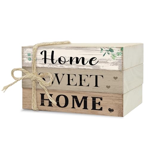 Mini Decorative Books For Home Decor, Small Wood Book Stack For Table Decor, Home Sweet Home decoration Books For Living Room Bookshelf, Farmhouse Stacked Books decoration（L49) - color: home sweet home 4