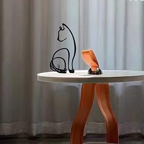 Cat Minimalist Art Sculpture, Personalized Metal Abstract Metal Line Crafts Creative Statue for Living Room, Home Office, Desk, Wall Decoration
