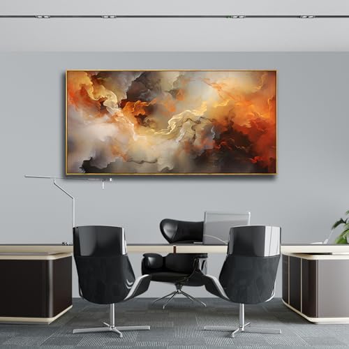 VHMING Abstract Wall Art Framed Ready to Hang Home Decor Orange White Artwork Wall Art Prints Canvas Painting Large Size for Living Room Bedroom Office Decoration 20"x40" - color: Orange, size: 20"L x 40"W