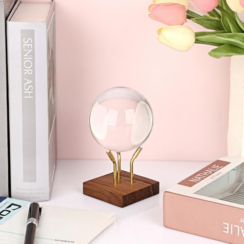 Hipiwe Sphere Display Stand Easel for Crystal Ball Mineral Geodes Rock Agate Small Collectibles Three Metal Peg Rock Display Easel with Wooden Base, Large - size: Large