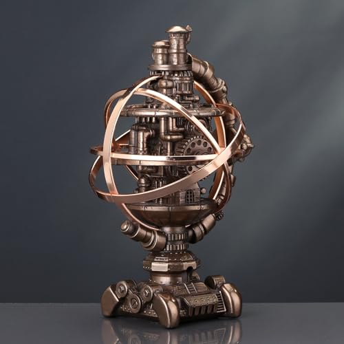 Veronese Design 7 1/8 Inch Tall Steampunk Mechanicus Gyroscope Resin Sculpture Bronze Finish