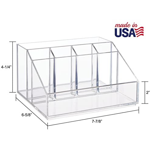 STORi Chloe Clear Plastic Stackable Desk Organizer, Rectangular 6-Compartment Office Supply Holder for Pens, Markers & Notepads, Made in USA - style: Organizer Top