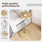 Adjustable End Table, Small Round Side Table, Drink Table for Small Spaces, Pedestal Nightstand for Living Room, Bedroom, Sofa Couch, Natural ET-010YW - color: Natural