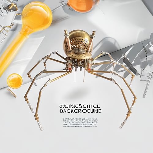 Steampunk Golden Spider Metal Model Kit for Adults – DIY 3D Mechanical Brass Insect Puzzle, Retro Industrial Art Sculpture Craft for Home Office Decoration & Collectors Gift (Golden Spiders) - style: Golden Spiders
