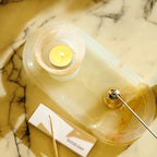 Marble Candle Holder, Empty Tealight Candle Decor Holders, Amber White - color: Amber White