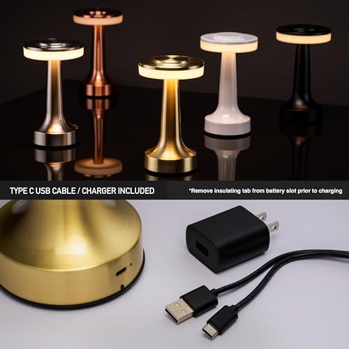 O’Bright Portable LED Table Lamp with Touch Sensor, 3-Levels Brightness, Rechargeable Battery Up to 48 Hours Usage, Night Light for Kids Nursery, Nightstand Lamp, Bedside Lamp (Gold) - color: Gold