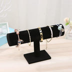 Foraineam 4-Pack Black Velvet T-Bar Jewelry Display Stands Watch Necklace Bracelet Organizer