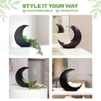 Table Planter - Desk Moon Planter – Candle Holder - Boho Planters for Indoor Plants, Succulents, Air Plant, Cactus, Faux, Artificial Plants -Witchy Gifts for Women, Birthdays, Plant Lovers - color: Black