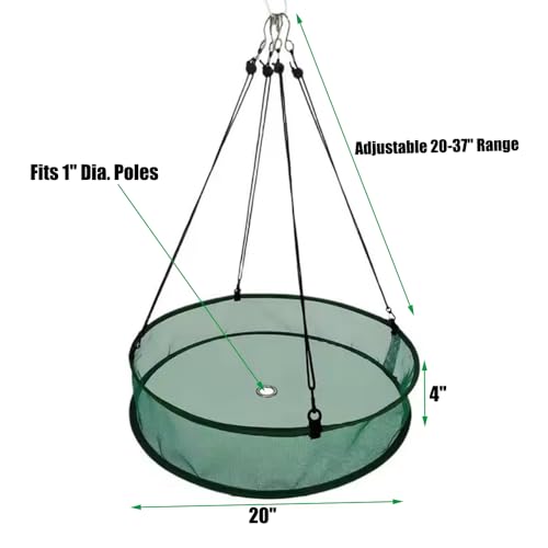 2 Pack 20'' Bird Seed Catcher Tray for Pole Mounted Bird Feeder,Birdseed Hoop with Holes Fits 1" Pole | 4" Deep Design for Birds Feeders Outdoors Backyard Garden