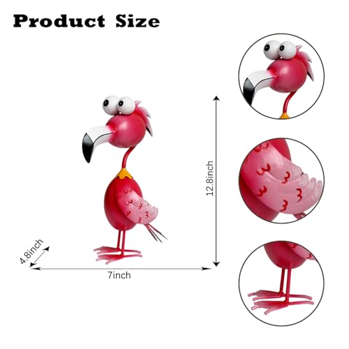 Kircust Flamingo Decor Yard Decorations Outdoor Garden Statue Outside Metal Bird Courtyard Art Pink Flamingos for Patio Backyard Porch Decoration - color: Red