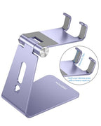 OMOTON Adjustable Cell Phone Stand, C2 Aluminum Desktop Cellphone Stand with Anti-Slip Base and Convenient Charging Port, Fits All Smart Phones, Haze Purple - color: Haze Purple