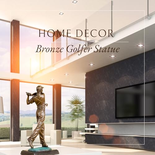 22.8'' Golf Man Bronze Statue, Classical Golfer Bronze Figurine Sculpture with Marble Base Modern Art Crafts for Home Office Decor Gift - size: 22.8"Man