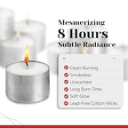 Tea Light Candles in Metal Cups - 8 Hours Clean, Long Burning White Unscented - 250 Votive Candles Bulk for Romantic Dinner, Wedding, Spa & Hotels by PARNOO - style: 250 Pack 8 Hours Burn Time