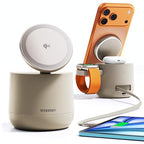 MFI Certified by Apple, 4 in 1 Magsafe Wireless Charging Station, Qi2 15W Magsafe Charger for iPhone 17/16/15/14/13/12 Series, iWatch, Airpods, iPad, 65W Charger Included (Sand, 4 in 1) - color: Sand