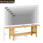 Bamboo TV Stand for TVs up to 65", Accent Entertainment Center with Storage, Media Console Table with Rattan, Modern TV Stand for Living Room, Bedroom, 55"(L), Burlywood - color: Burlywood Rattan