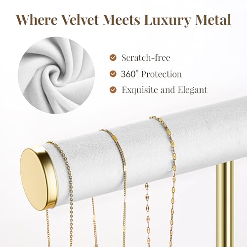 bussdis 3 Tier Bracelet Holder Display - Detachable T Bar White Velvet Bracelet Holder, Jewelry Holder Organizer for Bracelet, Necklace, Earrings, Rings - color: White, size: Large