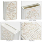 Ceramic Book-Shaped Vase for Flowers, Book Lovers Gifts Planter Pot, Aesthetic Room Decor Cute Unique Flowers Vases for Home, Bookshelf, Bookish, Bedroom & Office Decor for Women, Reader Gift (White)