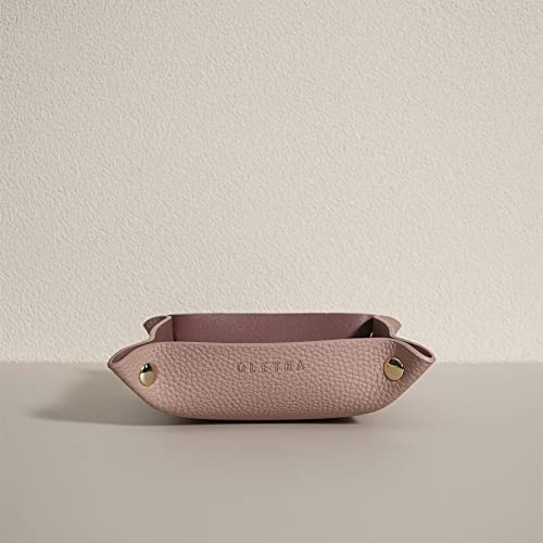OLETHA Small Foldable Valet Tray - Aesthetic Desk Organizer for Home, Office & Travel - Portable Catch All Bowl for Keys, Jewelry & Essentials - Pink - color: Pink