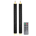 Flameless Taper Candles Flickering with Remote and Timer, 3D Moving Flame Taper Candle Battery Operated to 400 Hours, 9 Inch Window Candles, (Glitter Black) - color: Glitter Black