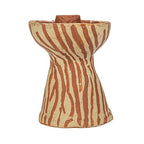 Creative Co-Op Round Decorative Hand-Painted Paper Mache Taper Holder, Brown and Beige