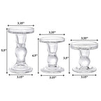 Okllen Set of 6 Glass Candle Holders, Clear Pillar Taper Candlestick Crystal Tealight Candle Holder Stand for Dinner Table, Wedding Centerpieces, Living Room, Home Decor