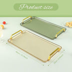 Acrylic Serving Tray with Handles, 16x9 Inch Ottoman Tray, Spill-Proof Coffee Table Tray for Couch, Bedroom & Countertop Decor (Green)