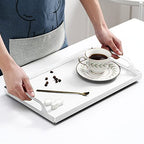 VANRA Metal Serving Tray Portable Bed Tray with Handles for Coffee Table, Living Room, Kitchen and Bathroom (White) - color: White