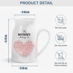 Personalized Mommy Heart Vase - Custom This Mommy Belongs to Flower Vase with Heart Word Cloud of Kids Names, Unique Gift for Mom, Nana, Gigi, Mother's Day, Birthday - color: Style 02