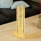 WGVI Hurricane Candle Holder Sleeve, W: 3", Ht: 14", Gold Speckled Glass Cylinder Open Both Ends, Chimney Tube Shade, 1 Piece - size: 3x14"H